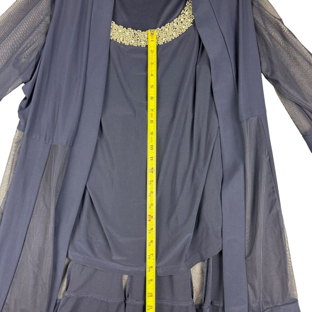 R&M Richards Jacket Cardigan Women 16W Blue 2 Piece Set Embellished Neckline NWT - Picture 8 of 12